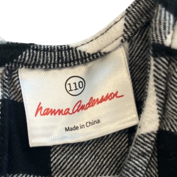 Girls Size 5/110 Hannah Andersson White & Black Buffalo Checkered Longsleeve Top - Picture 7 of 10